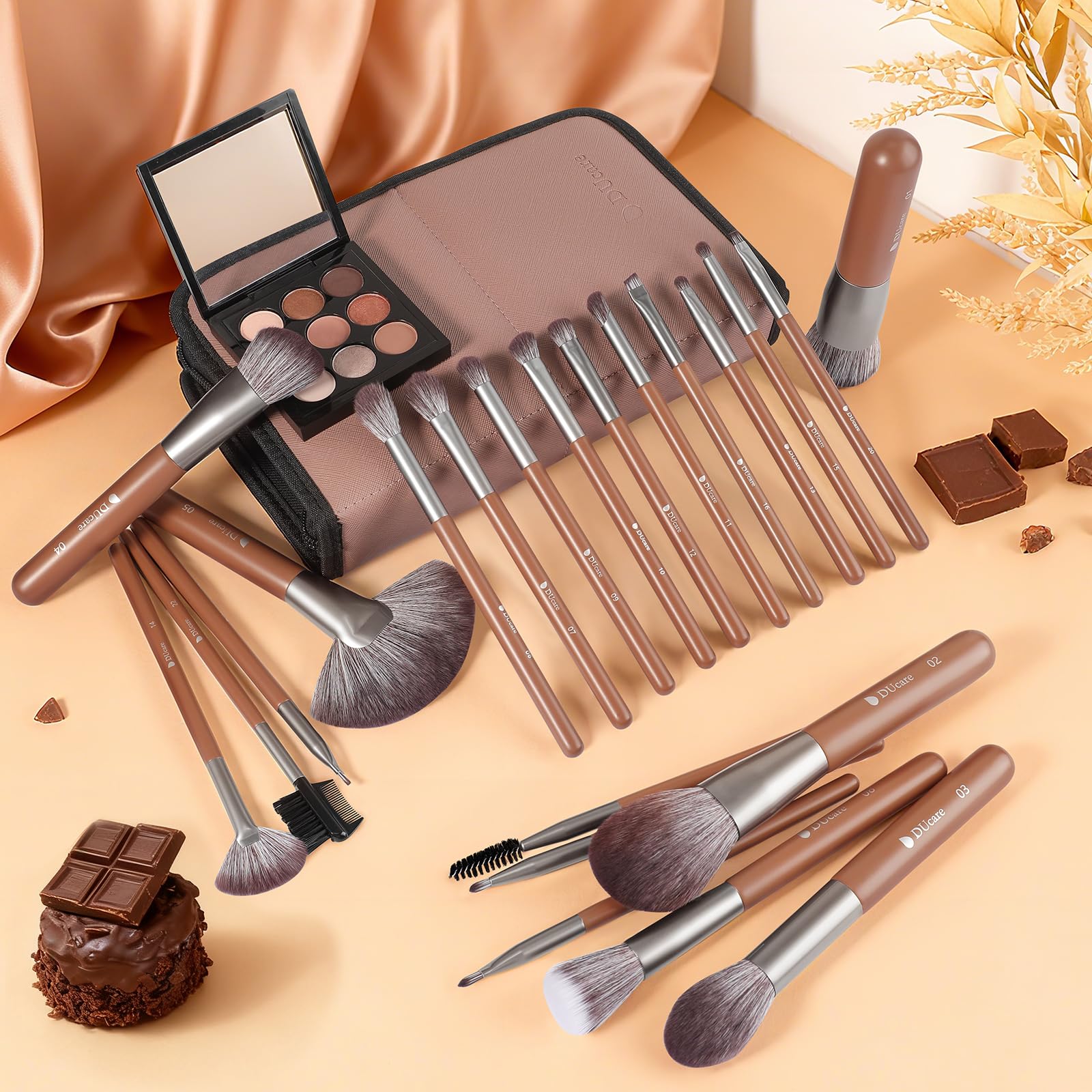 DUcare Makeup Brushes Professional with Bag 22Pcs Makeup Brush Set Premium Synthetic Kabuki Foundation Blending Brush Face Powder Blush Concealers Eye Shadows with Case