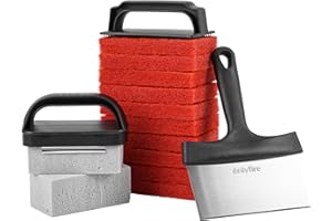onlyfire 15Pcs Griddle Cleaning Kit for Blackstone, Flat Top Grill Cleaning Kit with Grill Stone, Griddle Scraper, Scouring Pads, Grill Bricks and Handles
