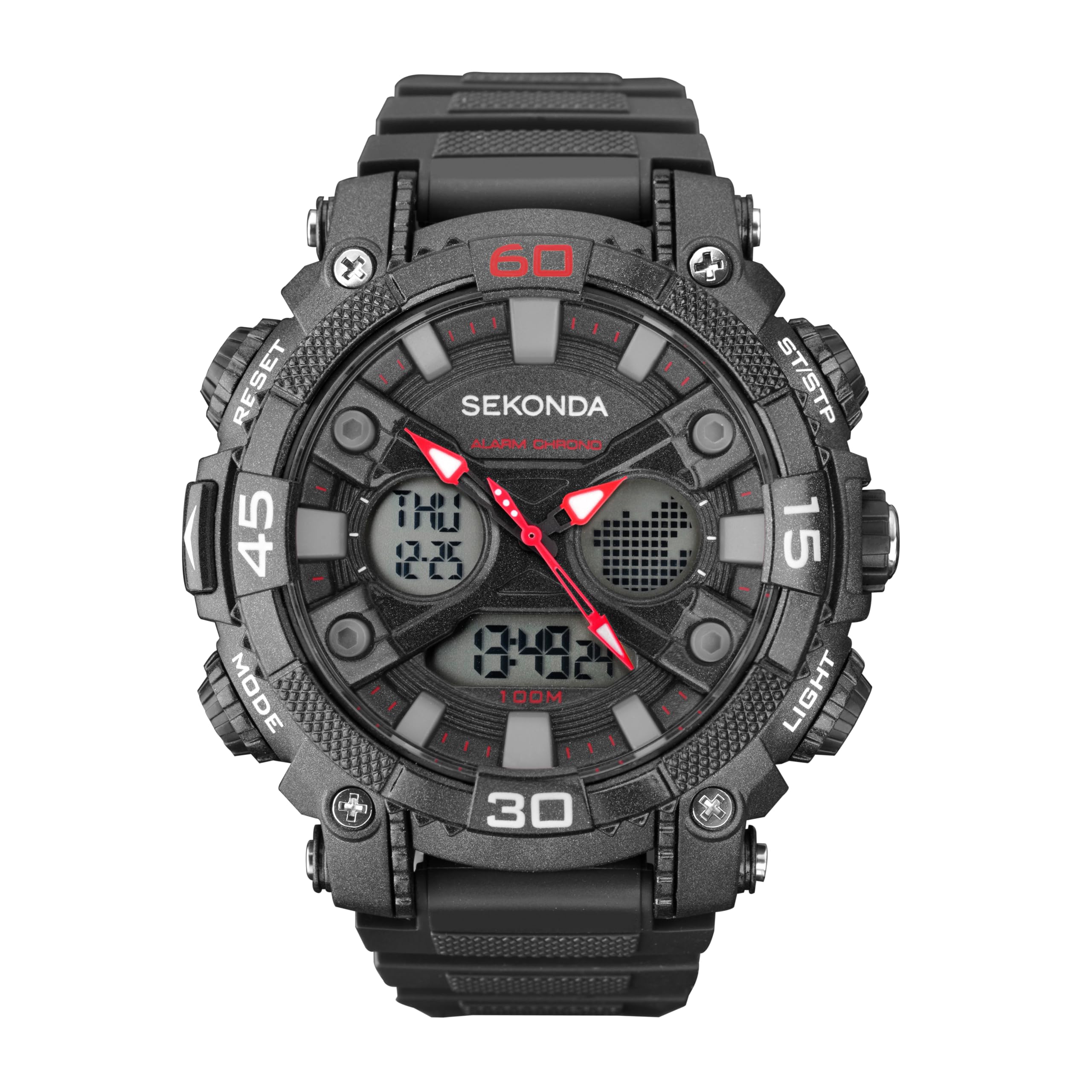 Sekonda Men's Digital Watch with Black Dial Digital Display and Black Plastic Strap 1036.05
