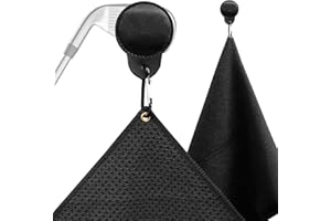 ZOEA Magnetic Towel, Magnetic Clip for Golf Towel, Microfiber Fabric Waffle Pattern Towels Industrial Strength Magnet for Strong Hold to Golf Carts or Clubs (1, Black 27 * 20)