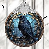 Christmas Ornament, Stained Glass Ornament, Christmas Decorations for Tree, Holiday Ornament, Unique Gift Idea - Crow in The Dark