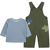 Little Me Essentials for Baby Girls and Boys Woven Jumpers and Coverall Overalls Set, Newborn to 24 Months