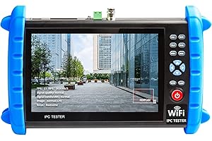 RAINLEOTI CCTV Camera Tester 7" IPS Touch Screen 6K 12mp IP Camera Tester CVBS Analog Camera Built-in WiFi with IP Discovery/POE/RJ45 Cable TDR Test/PTZ Control/HDMI Output/IPC Tester/Network Tool