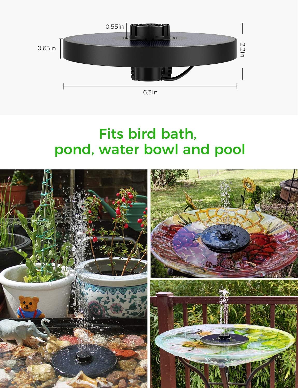 OKMEE Solar Fountain Upgraded 4-in-1 Nozzle, 2.2W Solar Powered Fountain Pump with 4 Water Styles, Solar Bird Bath Fountain for Bird Bath, Pond, Pool, Fish Tank, Aquarium and Garden: Home & Kitchen