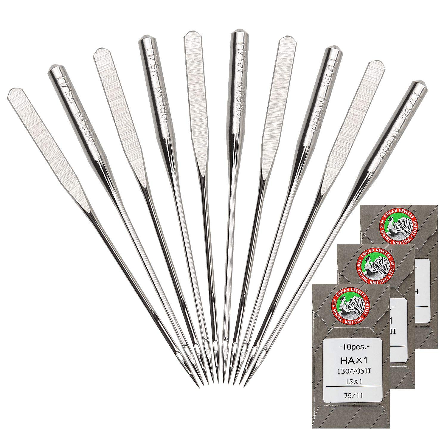 Photo 1 of 30 Pack Sewing Machine Needles Size 75/11 130/705H HAx1 Embroidery Sewing Needles for Brother Sewing Machine (3 Pack of 10 Needles)