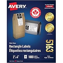 Avery White Rectangle Label, 1-1/2