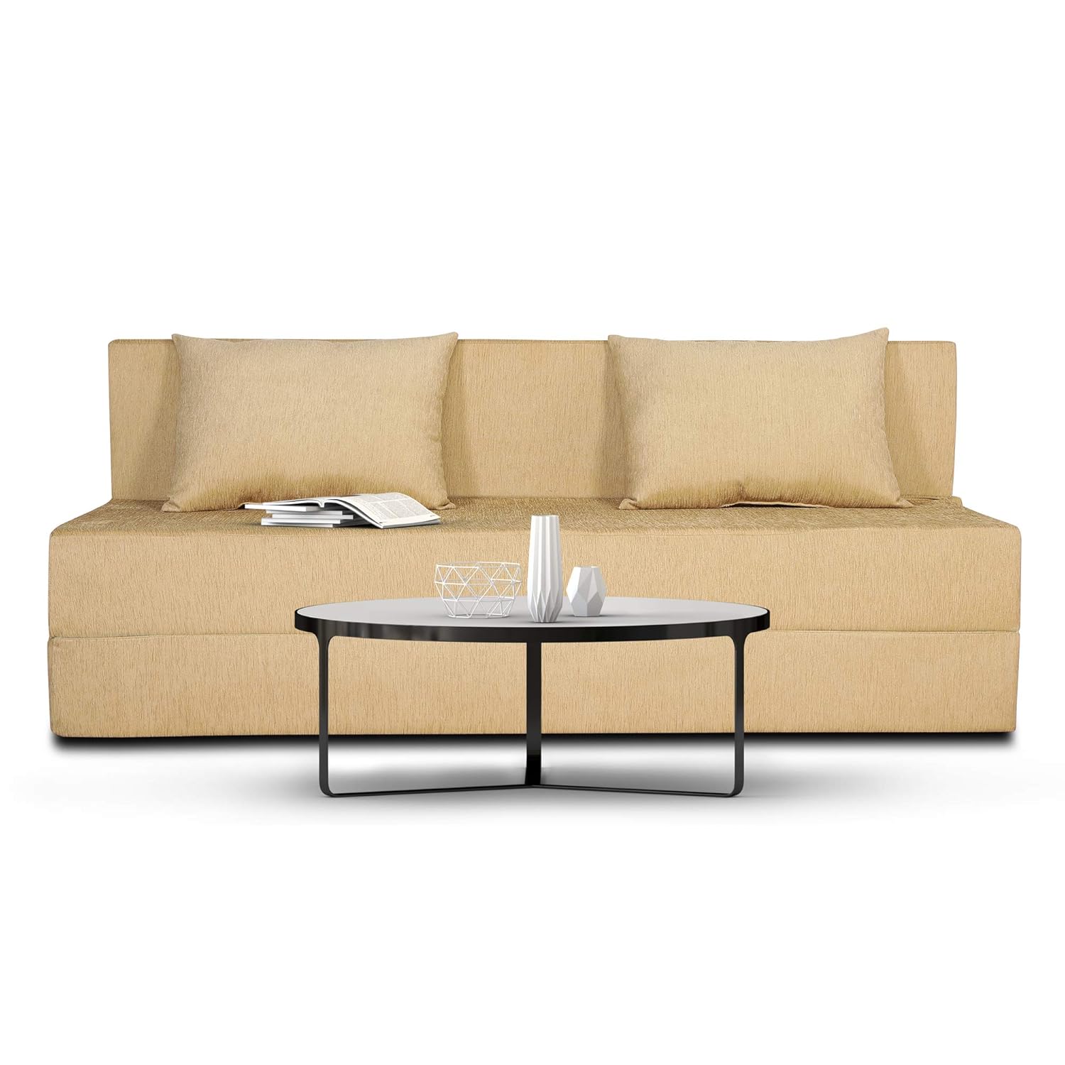adorn india easy three seater sofa cum bed alyn 6 x 6 beige