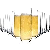 QOWOEO 16 Pieces Stemless Champagne Flutes, 8.5 Oz Crystal Clear Sparkling Wine Glass, Prosecco Mimosa Champagne Glasses Set
