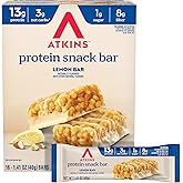 Atkins Lemon Flavored Snack Bar, High Protein Bar, Low Sugar and Low Carb, Keto Friendly Snack, Gluten Free, High in Fiber, Made with Real Almond Butter, 16 Count