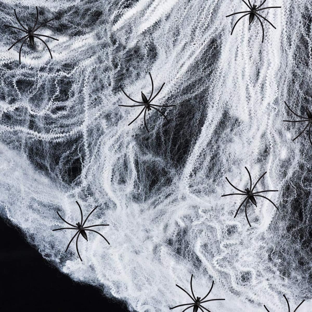 90shine 1100 sqft Fake Spider Web Cobweb Halloween Party Outdoor Decorations Supplies with 60 Spiders: Toys & Games
