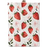 Aonimonis Strawberry Throw Blanket Gifts for Women, Soft Fuzzy Warm Cozy Flannel Blankets for Bedroom, Travel, Couch, Home Decor 50x60 in