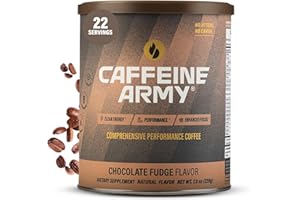 CAFFEINE ARMY - Keto Instant Coffee - Functional Energy Drink - High Performance and Focus - Gluten Free - Sugar Free - Hot or Iced - Chocolate Fudge 7.76 oz 22 Servings