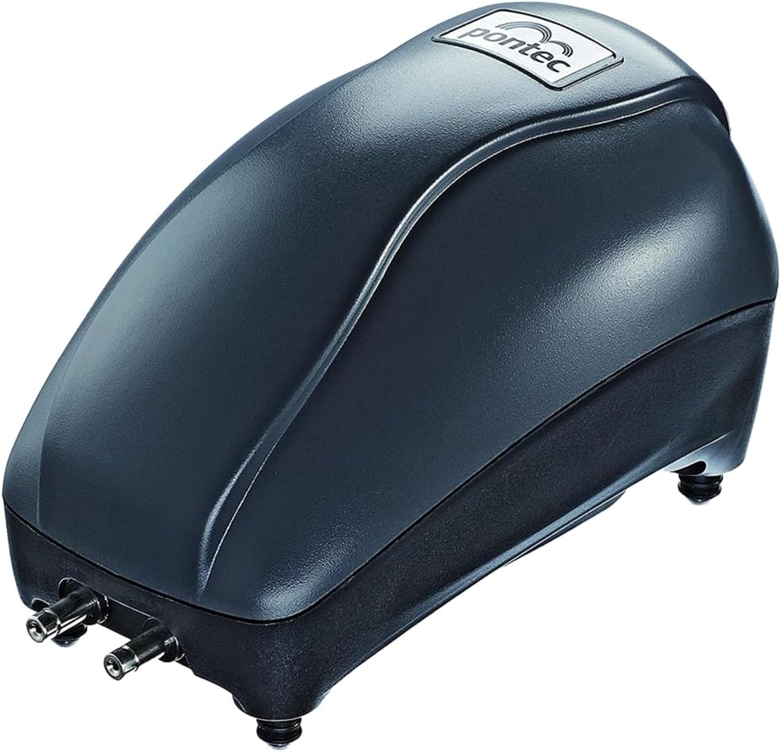 Pontec PondoAir Set 450-6 Watt Energy-Efficient Pond Air Pump with Dual Air Outlets, IP44 Waterproof Housing, and Quiet Operation - 2X Air Stones Included, Black