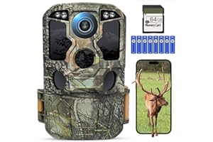 KJK Trail Camera WiFi 8K 84MP with 64GB Memory Card, Game Camera with Night Vision, 0.05s Trigger Motion Activated, IP67 Waterproof 130°Wide-Angle 42pcs No Glow Infrared LEDs for Wildlife Monitoring