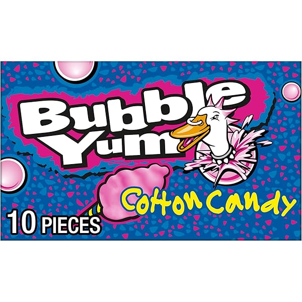 BUBBLE YUM COTTON CANDY FLAVORED CHEWY, BUBBLE GUM...
