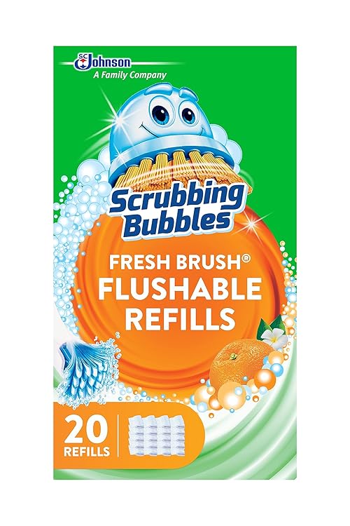 Scrubbing Bubbles Flushable Toilet Bowl Wand Cleaner Refills, Fresh Brush Cleaner Toilet Refill Pads, Removes Limescale & Odors, Citrus Scent, 20 Count (Pack of 1)