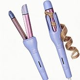 GREEN BREATH 32mm Automatic Curling Iron and Straightener 2-in-1,Fast Heating, Long-Lasting Styling,Ionic Hair Curler, Purple