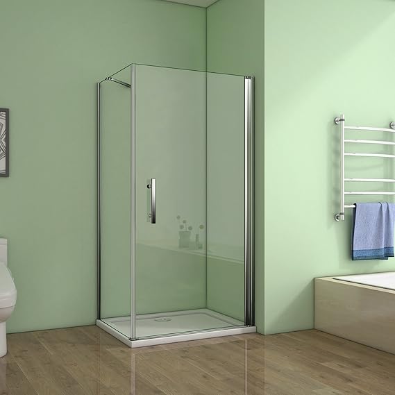 Perfect 900 x 800mm Frameless Pivot Shower Enclosure 6mm Safety Glass