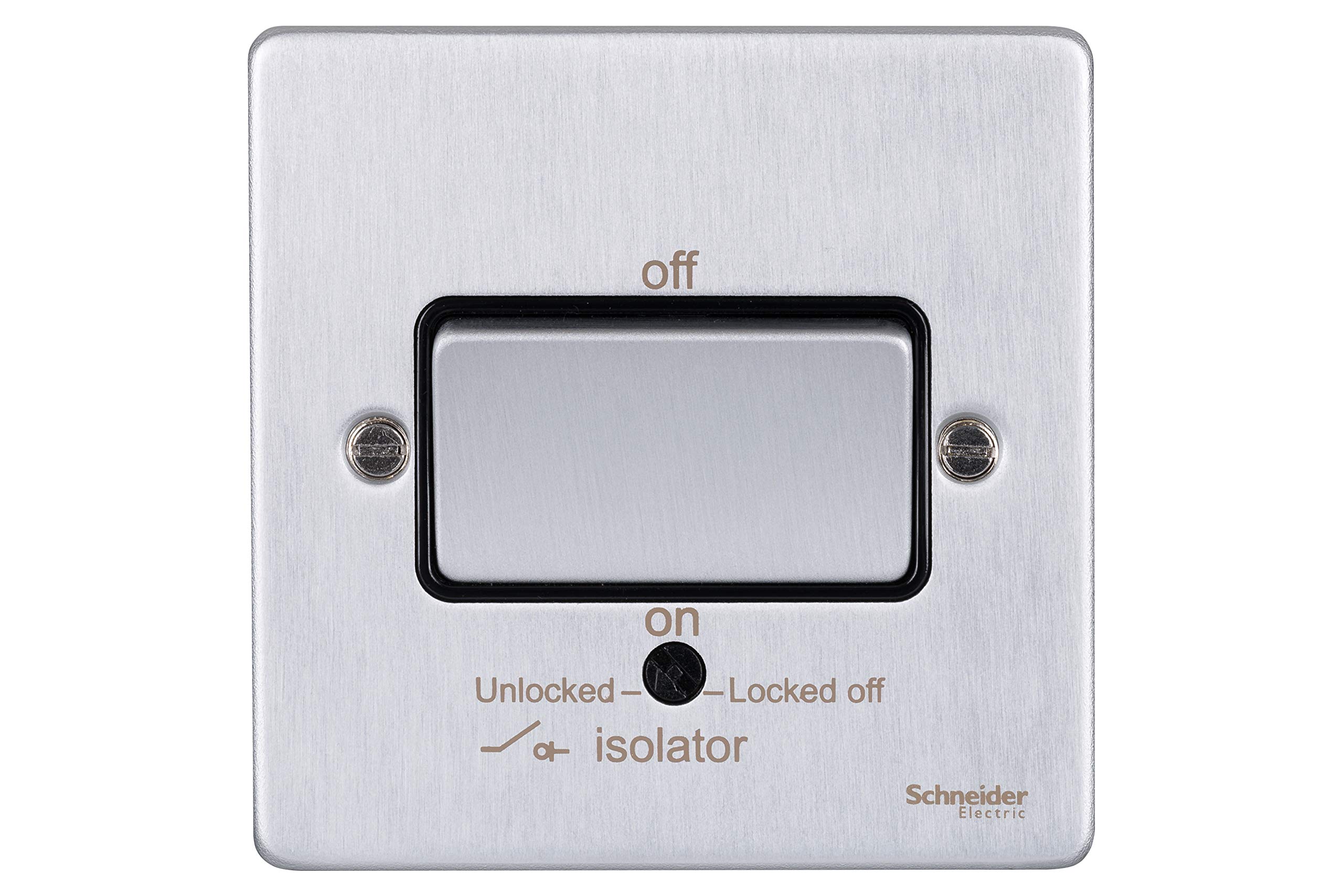 Schneider Electric GU1513BBC Ultimate Low Profile Brushed Chrome Black Insert 1 Gang TP Isolator 10A Plate Switch — image 1