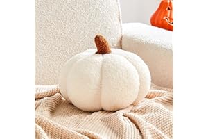 Lfsaaj Halloween Pumpkin Pillows, Ivory Fall Decoration Pumpkin Shaped Throw Pillow, 8" Cute 3D Shaped Cushion for Sofa Couch Bedroom Autumn Thanksgiving