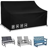 Outdoor Glider Bench Cover with Buckle, Waterproof 2-Person Patio Rocking Chair for Adirondack Double Bench, 420D Heavy Duty Oxford Fabric, Wind-Proof/Anti-UV (Black,70*30*35/24)