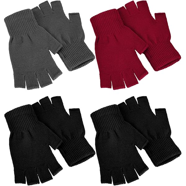 1-3 Pair Unisex Thermal Fingerless Gloves Knitted Warm Winter Half-Finger Gloves