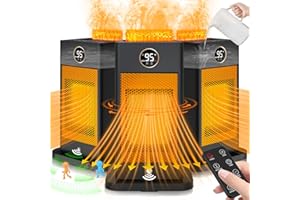 FAMILYJOY 3-in-1 Space Heater- Humidifier/Sensor/ECO,Electric Heater with 90°Oscillating/Thermostat/12H Timer/Dual Control,Space Heater Indoor with 3D Flame Ambiance/Heater Heat Up 260 sq.ft(Obsidian Black)