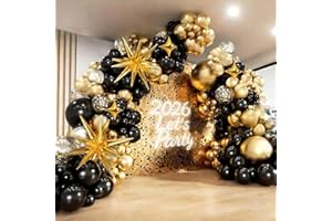 Black and Gold Balloon Arch Kit 117 PCS, AivaToba Gold and Black Party Decorations, 2026 Metallic Chrome and Gold Confetti Balloons, Party Decor Set for Graduation, Birthday, Prom, New Year, Wedding