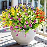 FOUSUKA 10 Bundles Calla Lily Artificial Flowers for Outdoors, Faux Plastic Fake Plants Flowers UV Resistant for Outside Planters Garden Porch Patio Potted Window Box Cemetery Decoration (Multi Color)