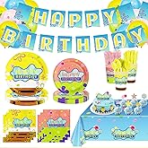 XIXIPTY Yellow Cartoon Party Supplies Ocean Tableware Set for Kids Boys Girls Birthday Party Decorations Yellow Undersea Happy Birthday Themed Napkin Cups Forks Knives for 20 Guests