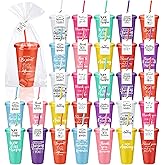 Skylety 30 Pcs Valentine Galentine Employee Appreciation Gift Bulk 24 oz Plastic Tumbler Cup with Lids Straws Thank You Cup Bulk for Coworker Team Teacher Nurse Volunteer(Appreciation,Assorted Colors)