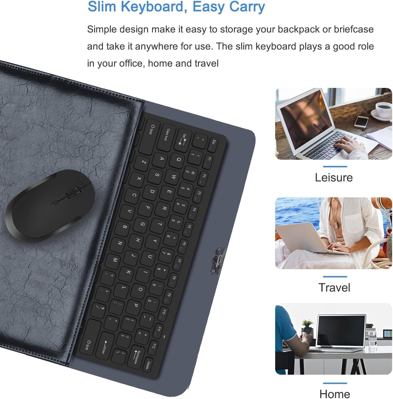 Wireless Keyboard Mouse, Jelly Comb 2.4GHz Ultra Thin Compact Portable Small Wireless Keyboard and Mouse Combo Set for PC, Desktop, Computer, Notebook, Laptop, Windows XP/Vista / 7/8 / 10 (Black): Computers & Accessories