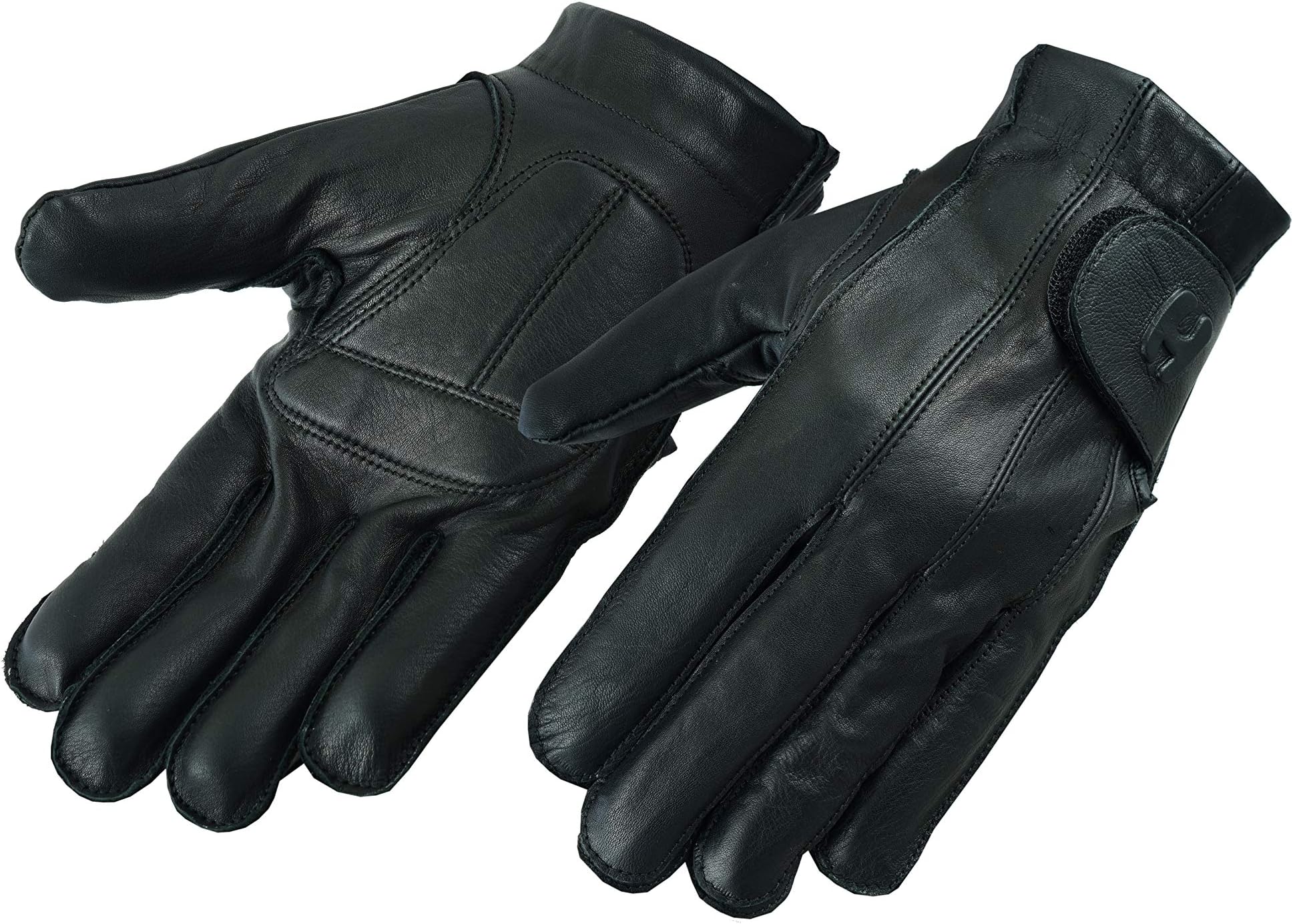 Hugger Full Finger Fingerless Black Deer Soft Leather Gloves w/Gel Padded Palms - Driving, Motorcycle Riding, Police, Outdoor