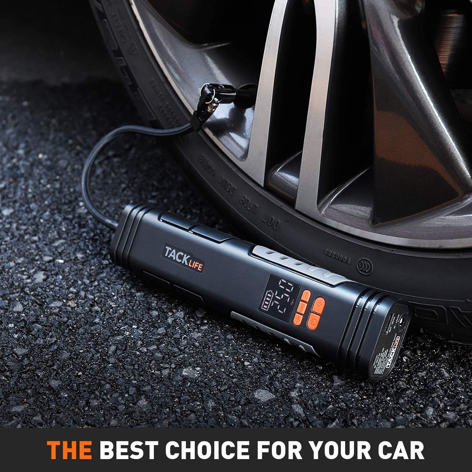 TACKLIFE Rechargeable Cordless Tire Inflator - Handheld Air Compressor, Portable Air Pump with Digital Display for Car Bicycle Tires and Other Inflatables: Automotive