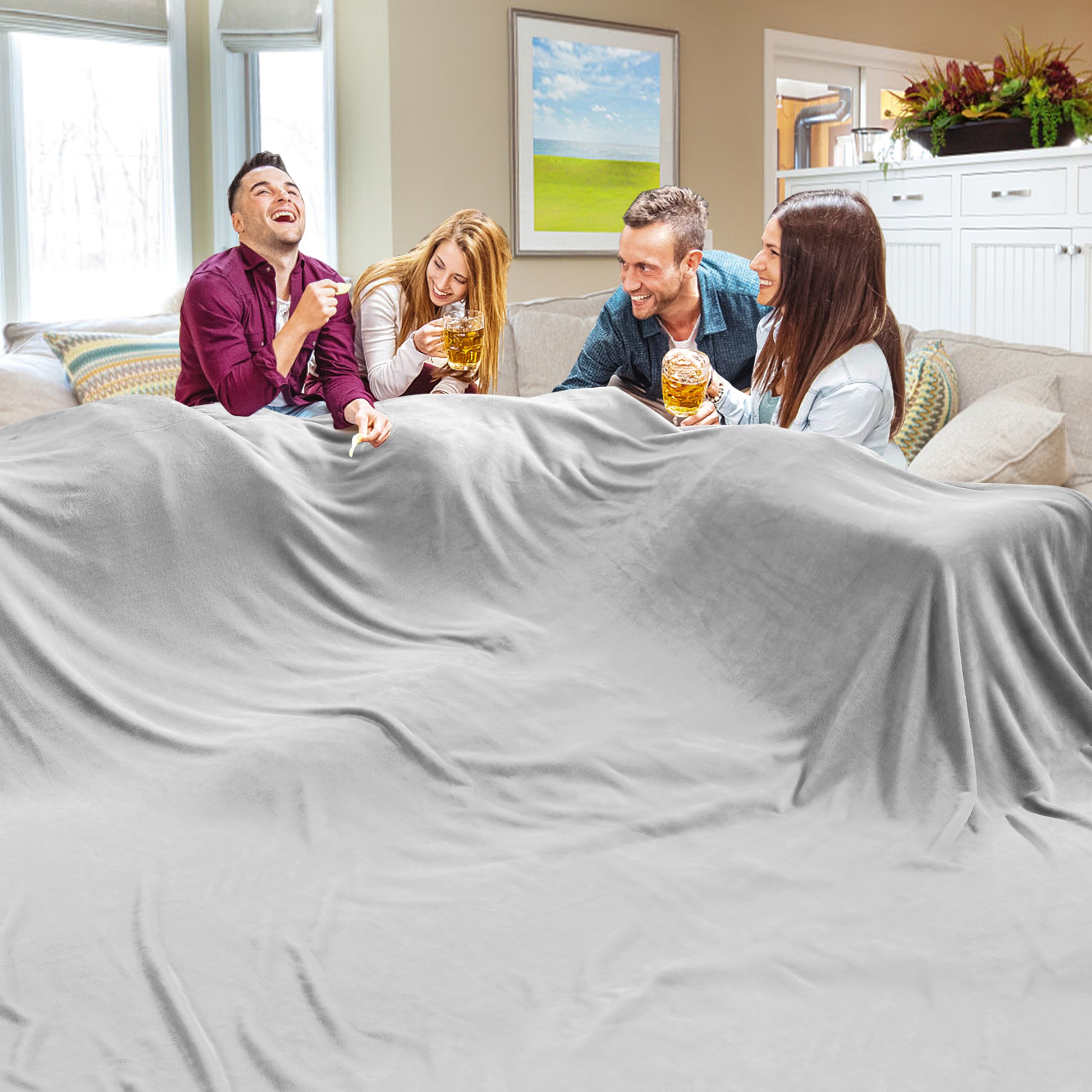 Photo 1 of Edenleaf Oversized Blanket 120x120 Inches, Giant Huge Companion for Bed, Sofa, Travel and Camping, Extra Large Big Soft Blanket Fits The Whole Family and Outdoor Campaign, Light Grey