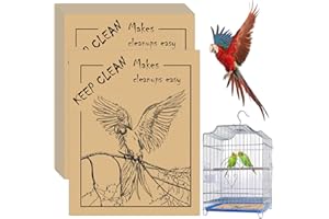 RUENXG 50 PCS Bird Cage Liners - Precut Disposable Absorbent Pads 19.6x15.6in, Thickened Pet Bedding Paper for Parrot/Canary/