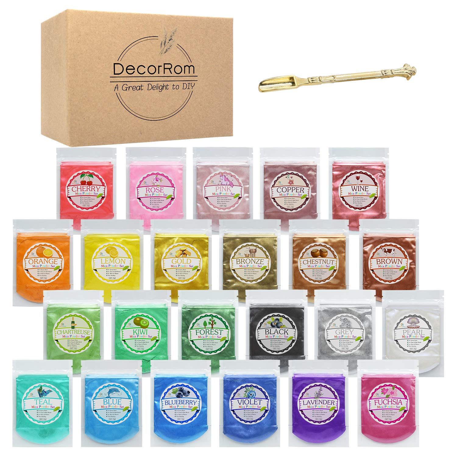 Mica Powder Pure (230g/8.12oz) Epoxy Resin Color Pigment with Spoon