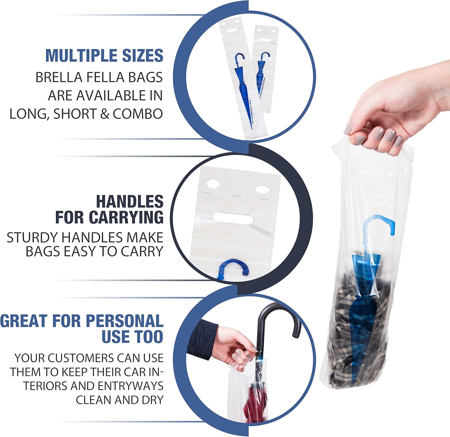 Brella Fella Universal Fit Wet Umbrella Bags 28″ Disposable Plastic