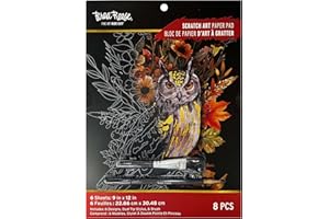 Brea Reese: Scratch Art Paper Pad - Autumn Equinox - 6 Designs, Guided Art, Metallic Accents, Stylus & Brush, Perforated 9x12 Pages, DIY Adult Craft