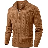 JMIERR Men's Quarter Zip Pullover Sweater Cable Knit Sweaters | V Neck, Soft Touch Texture, Machine Washable, Stand Collar, Long Sleeve, Fall, Winter, Fisherman
