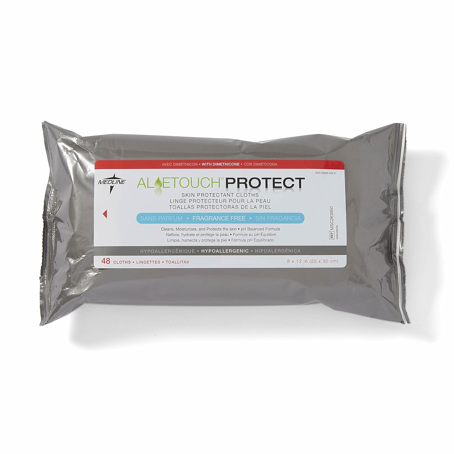 Medline AloeTouch PROTECT Skin Protectant Cleansing Cloth Wipes, 576