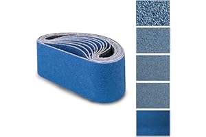 KIMFULIA 3x21 Inch Sanding Belts 15 Pcs 5 Grits Sizes (3 Each Of40/60/80/120/150 Grits) Zirconia Belt Sander Paper for Woodworking Metal Paint Polishing, Stainless Steel, Cars, and Furniture