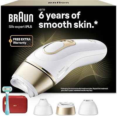 Epilateur Lumiere Pulsee Silk·expert Pro 5 PL5262, Blanc et Or