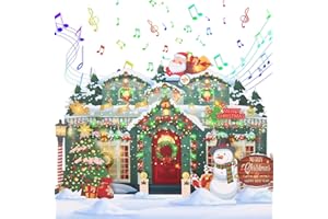 XTF2015 Christmas Greeting Cards 3D Pop Up Christmas Gift Card with Musical & Home Animated Lights, Plays 3 Christma s Melody with Matching Flashing Lights