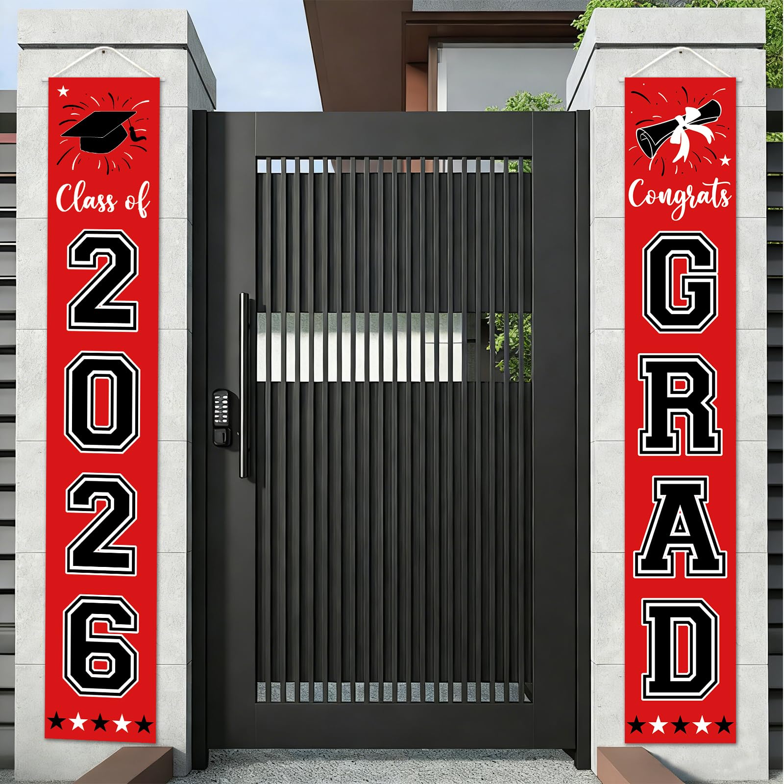 Graduation Decorations Class of 2026 Hanging Grad Banner, Graduation Decorations Class of 2026 for Any Schools or Grades (red)