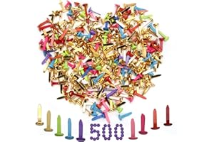IMPTORA 500Pcs Mini Brads for Crafts, Winspeed Colorful Metal Brads for Scrapbooking Brads, Decorative Paper Fastener Brads for Crafting School DIY Thumbtacks (8 * 18mm)