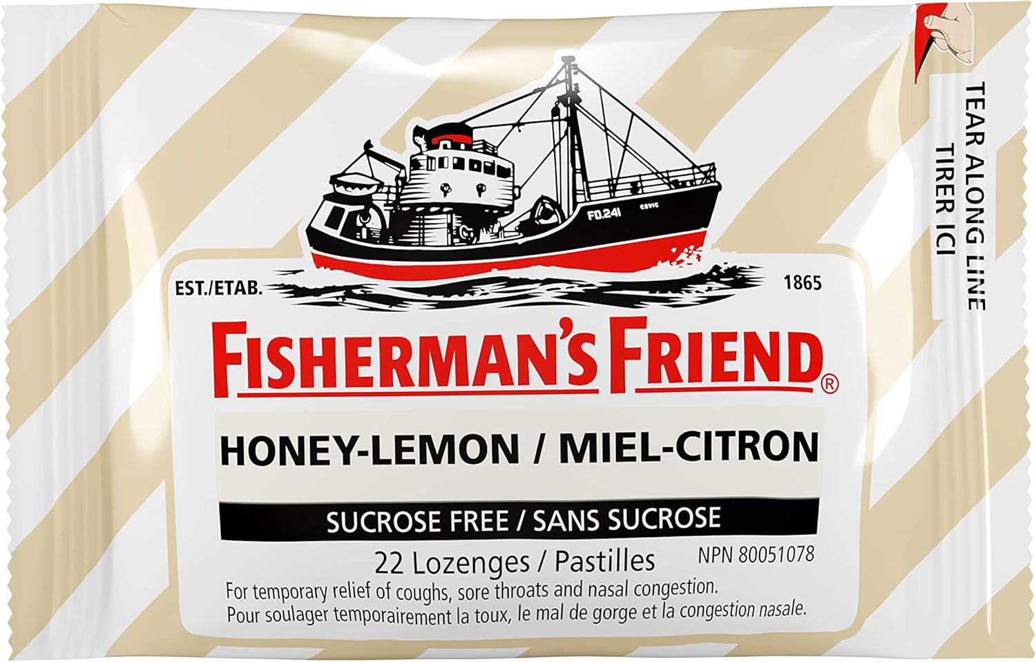 Fisherman's Friend Sugar Free Cough Drops, Honey Lemon, 22 Count