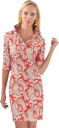 Gretchen Scott Jersey Ruffneck Dress - Plentiful Paisley at Amazon Womenâs Clothing store