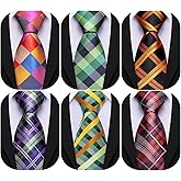 Barry.Wang 3 PCS Men's Ties Set Silk Necktie Gift Pocket Square Cufflinks with Tie Clip Formal Business Wedding Christmas