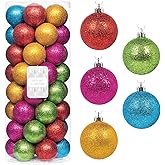 Every Day is Christmas Ornaments, Shatterproof Christmas Tree Ornament Set, Christmas Balls Decoration 50 Count (2.24"/57mm, Glitter Rainbow)